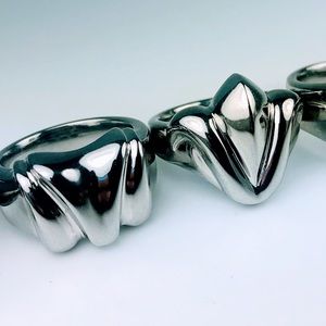 Five Silver Plated Rings; Size 7.